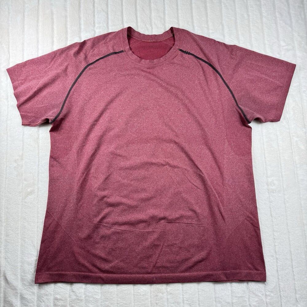Lululemon Metal Vent Tech Short Sleeve Shirt Men 2XL Red Stretch Performance